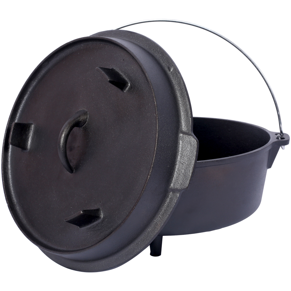 Camp Dutch Oven Cast - Pre-Seasoned Cast Iron Dutch Oven with