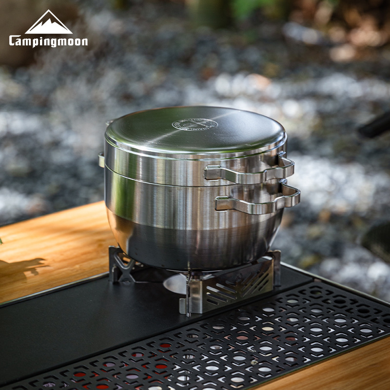 Camping Hanging Cooking Pot - CAMPINGMOON DO-25 Extra-Thick Stainless Steel Outdoor