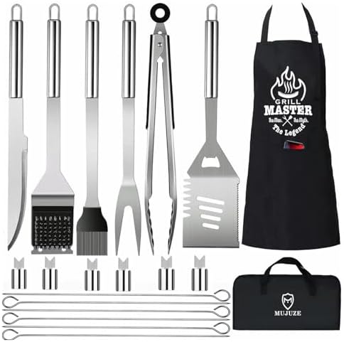 Camping Cooking Gifts - MUJUZE Grill Set with Apron -