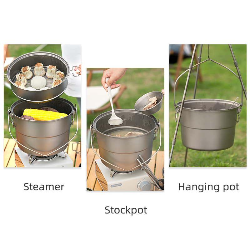 Titanium Hanging Pot with Stea - Camping Hanging Cooking Pot recensione e prezzo