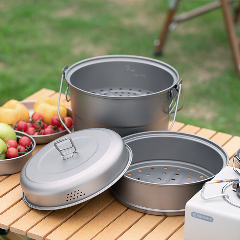 Titanium Hanging Pot with Stea - Camping Hanging Cooking Pot recensione e prezzo