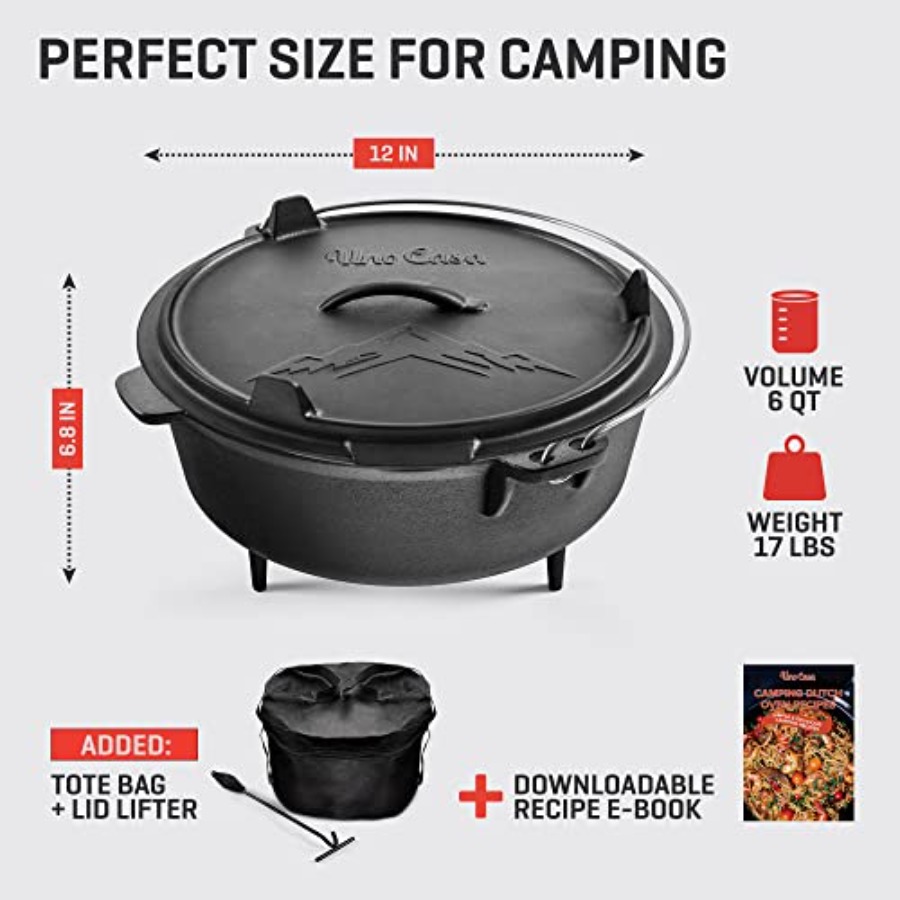 6Qt Cast Iron Camping Dutch Ov - Camp Dutch Oven Cast recensione e prezzo