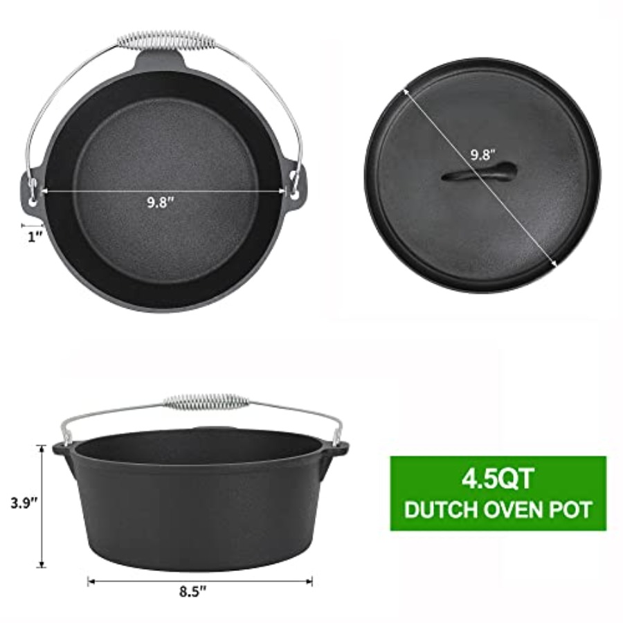 8 Piece Pre-Seasoned Dutch Ove - Camp Dutch Oven Cast recensione e prezzo