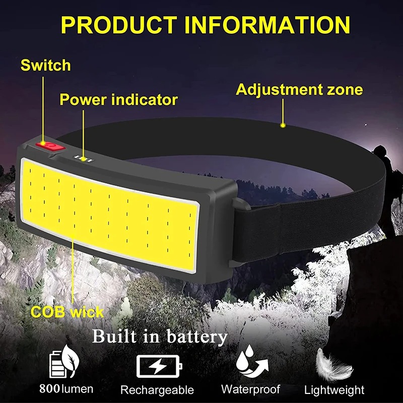 Powerful COB LED Headlamp 4 Li - Camping Cooking Fish recensione e prezzo