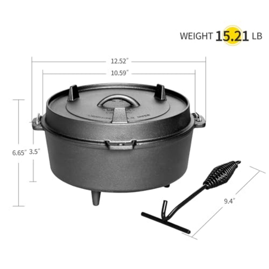 Pre-Seasoned Cast Iron Dutch O - Camp Dutch Oven Cast recensione e prezzo