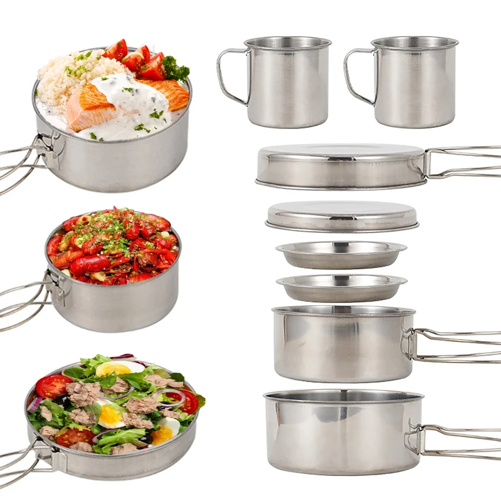 8pcs/Set Camping Cookware Mess - Camping Cooking Plate recensione e prezzo