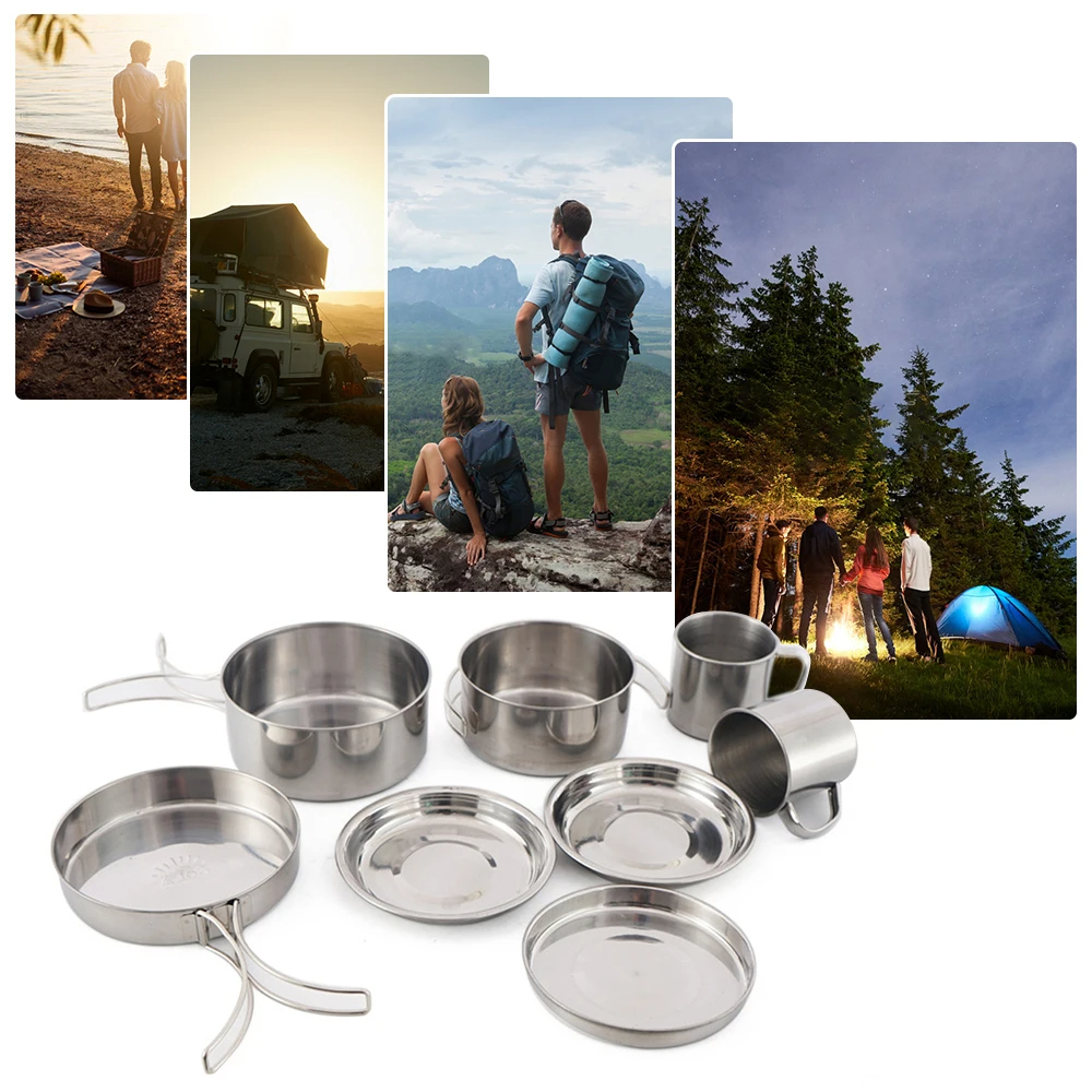 8pcs/Set Camping Cookware Mess - Camping Cooking Plate recensione e prezzo
