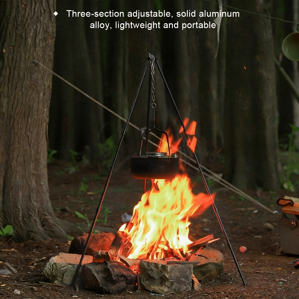1Pc Outdoor Bonfire Tripod Cam - Camping Hanging Cooking Pot recensione e prezzo