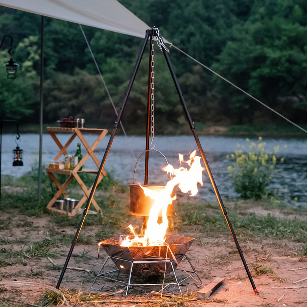 1Pc Outdoor Bonfire Tripod Cam - Camping Hanging Cooking Pot recensione e prezzo
