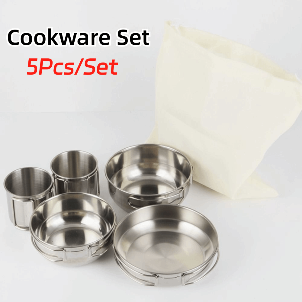 5Pcs 304 Stainless Steel Campi - Camping Cooking Pot recensione e prezzo