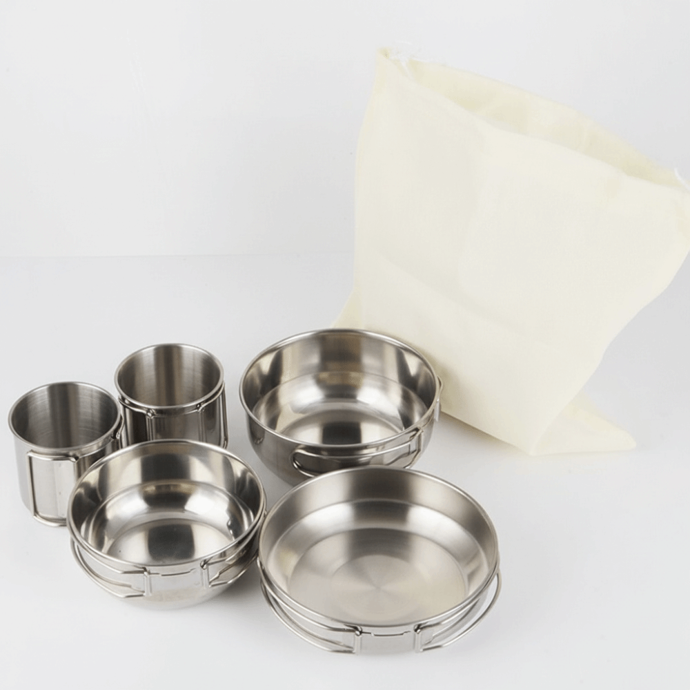 5Pcs 304 Stainless Steel Campi - Camping Cooking Pot recensione e prezzo