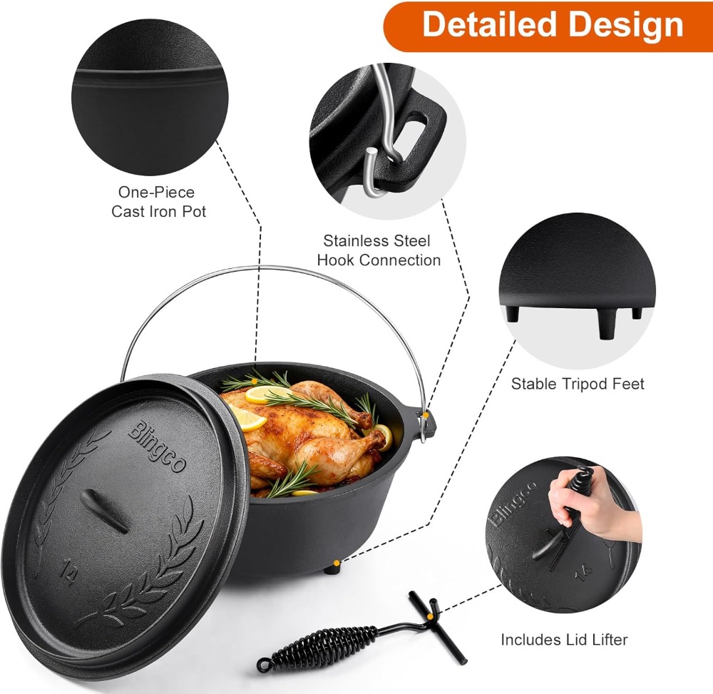 Pre-Seasoned Cast Iron 10QT Ca - Camp Dutch Oven Cast recensione e prezzo