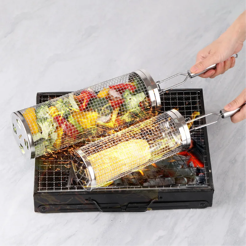 Stainless Steel Rolling Grill  - Camping Cooking Vegetables recensione e prezzo