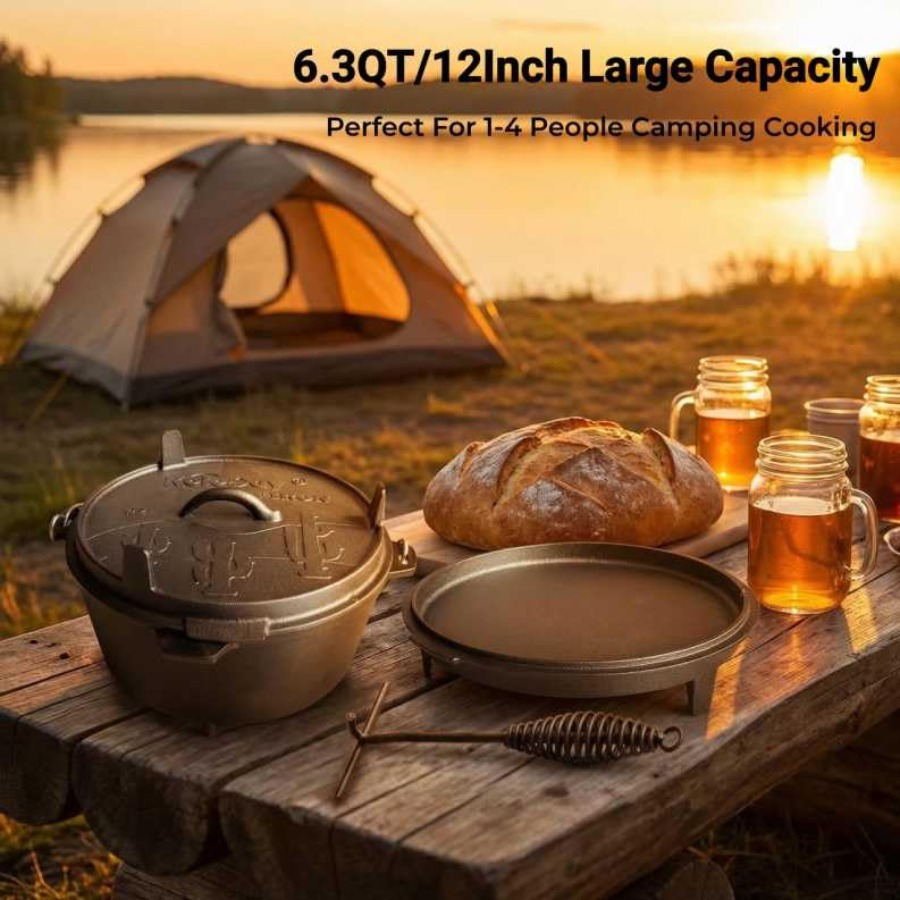6.3qt Cast Iron Camping Dutch  - Camp Dutch Oven Cast recensione e prezzo