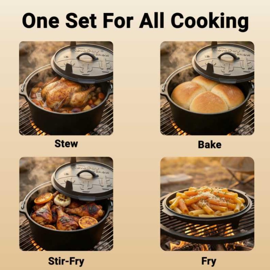 6.3qt Cast Iron Camping Dutch  - Camp Dutch Oven Cast recensione e prezzo