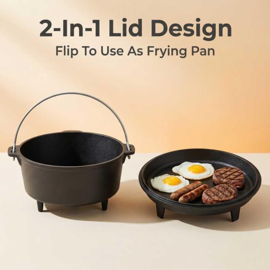 6.3qt Cast Iron Camping Dutch  - Camp Dutch Oven Cast recensione e prezzo