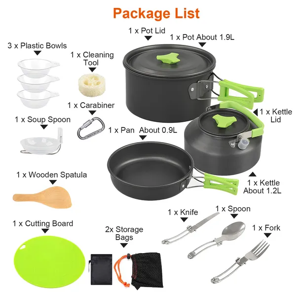 16pcs Camping Cooking Ware Set - Camping Cooking Kit recensione e prezzo